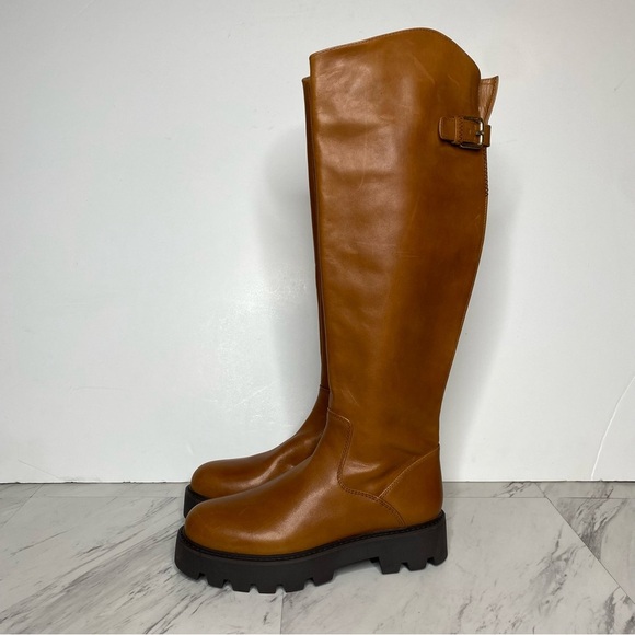 Franco Sarto Balin Chunky Sole Brown Leather Tall Boot 6M - Picture 16 of 16